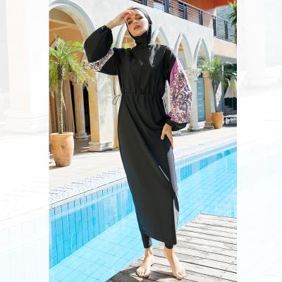 China Plus size 2022 new design burkini swimwear for women muslim lantern sleeve long sleeve paisley print drawstring baju renang muslimah muslimah for sale