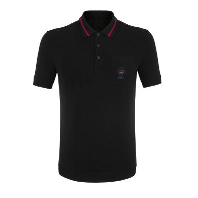 China Hot Selling Anti-Wrinkle Mens Blank Cotton Single Short Sleeve Polo Shirt 100% Casual Golf Polo Shirt With Logo Embroidery Black Polo Shirt for sale