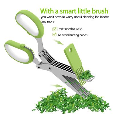 China Kitchen Modern Multifunctional Instrument Universal Sharp Kitchen Cutting Stainless Steel Herb Scissors Shear Set with 5 Blades for sale