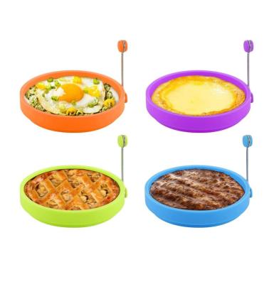 China Reusable Round Stocked Kitchen Instruments Pancake Mold Silicone Egg Tool Cooking Rings Stick Non Fried Egg Mold for sale