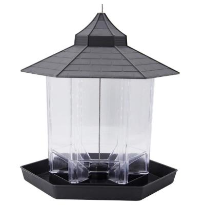 China Amazon Hot Sale Non-automatic Garden Yard Decoration Hexagon Shaped Outdoor Bird Feeder With Roof Hanging for sale