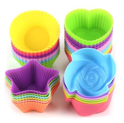 China Viable Hot Selling Baking Cup Molds Food Grade Pastry Cup Molds Mini Cake Molds Muffin Baking Cupcakes Reusable Non-Stick Silicone for sale