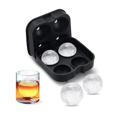 China Best Stocked for Whiskey Silicone Ice Cube Trays Sphere Ice Ball Maker Soft Ice Cream Mold for sale