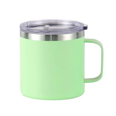 China Sustainable Custom Double Walled Vacuum Travel Insulated Tumbler Cups With Lid And Handles Stainless Steel Coffee Mug for sale