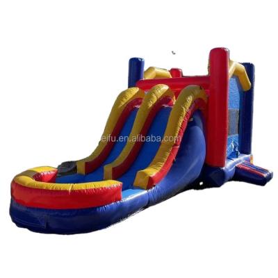 China Hot selling PVC outside inflatable waterslide double inflatable air water slide chute with pool for fun for sale