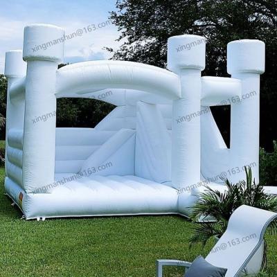 China PVC inflatable children's trampoline in white pavilion, with hair dryer, used for wedding party playground for sale