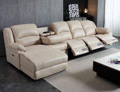 China (Others) Adjustable High End Modern Leisure Sofa Electric Leather Recliner Sofa Set Movie Theater Sofa With Cup Holder Living Room Furniture for sale