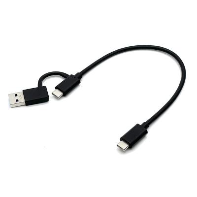 China Mobile Phone USB to USB Cable 1M 2-in-1 Type A/C to Type C Nylon to Braid Fast Charging Cable for sale