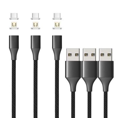 China 2in1 Mobile Phone Nylon Braided Magnetic Charging Cable Fast Charging and Data Transfer for Micro USB and USB C Android Smartphones 1M for sale