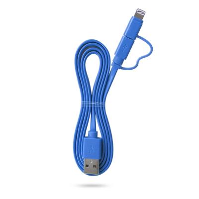 China Multimedia nylon braided 2 in 1 8 pin micro usb and usb multiple cable and fast charging data line for iphone for sale