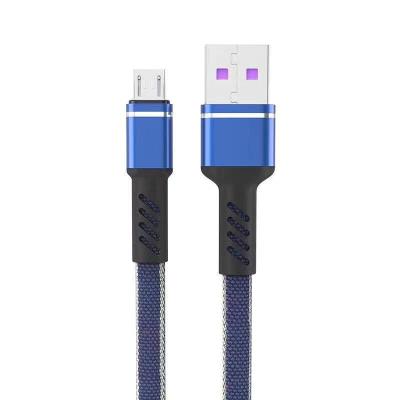 China Multimedia PVC Braided Type C Cable, Flat Data Line Black, 1M, Micro USB Size Quality For Android for sale