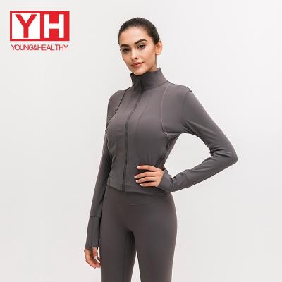 China 2021 YH Manufacturer High Quality Blank Yoga Wear Workout Breathable Sports Yoga Set With Jacket For Women for sale