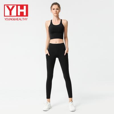 China Custom YH RTS logo from Crac! crack! 2 Pieces Simply Sporty Quick Shipping White Breathable Yoga Set High Quality Women for sale