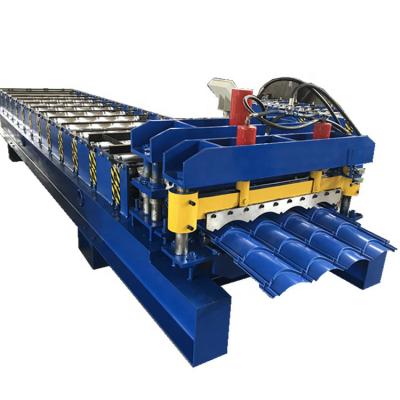 China Hotels 1010mm 1200mm Tile Glazed Step Tile Steelmaking Roll Forming Machine Glazed Tile Roll Forming Machine for sale