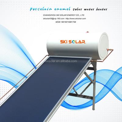 China Solar Water Heater Porcelain Enamel Tank Polyester Flat Plater Collector for sale