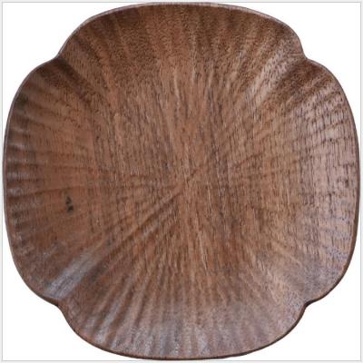 China New Sustainable Type Top Selling Jar Stand Black Walnut Four Leaf Clover Solid Wood Coaster for sale