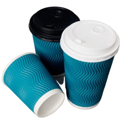 China Biodegradable PLA Coated Ripple Wall Coffee Paper Cup Wholesale 100% Biodegradable Disposable For Food And Drink Packaging Logo Customized for sale