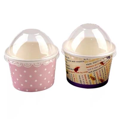 China Custom Printed Disposable 4oz Ice Cream Disposable Paper Cups With Lid And Spoon for sale