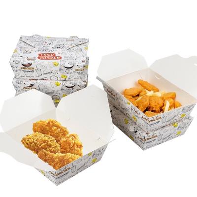 China Biodegradable Eco-Friendly Paper Packaging Take Away Food Paper Box Fried Chicken French Fries Cartoon Paper Container for sale