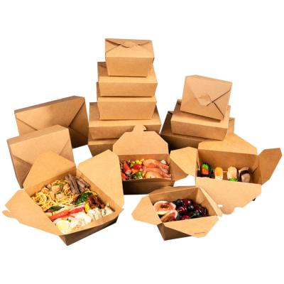 China Wholesale Disposable Biodegradable Fast Food Container Reuse Original Box Color Wrapping Paper Container Food Grade Salad Wrapping Paper Boxes for sale