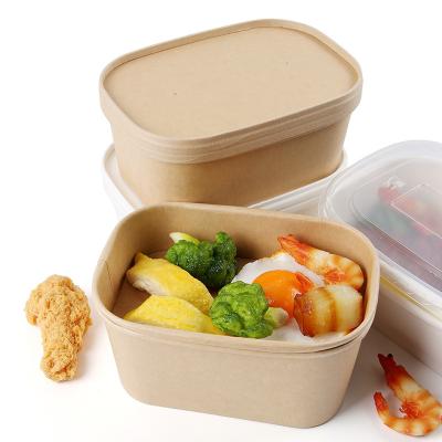 China Waterproof Microwavable Biodegradable Kraft Paper Bowl Corrugated Rectangle Square White Food Packing Box With Lid for sale