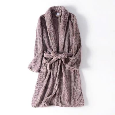 China QUICK DRY Ready to ship Business Luxurious Collar Women Fleece Plush Waffle Pineapple Winter Bathrobe Wholesale Bulk for sale