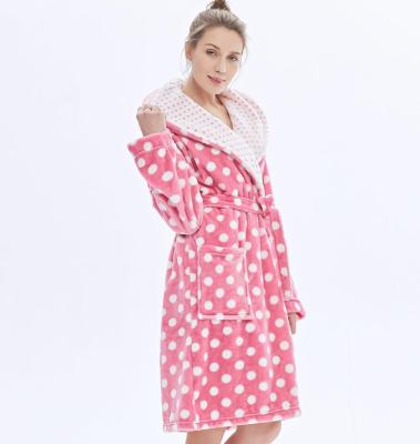 China Wholesale Adult QUICK DRY Coral Fleece Bathrobe For Women Print Long Robe for sale