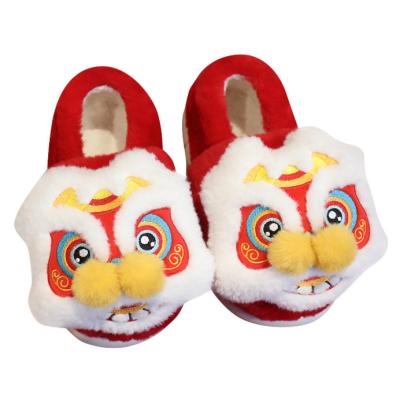 China Plush lion lion cotton slippers women's winter bag with indoor home thick soles for kids plush shoes for sale