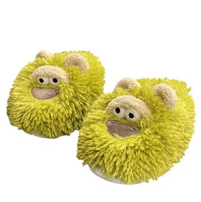 China Funny Plush Cartoon Long Hair Monster Soft Bottom With Velvet Plush Warm Home Shoes for sale