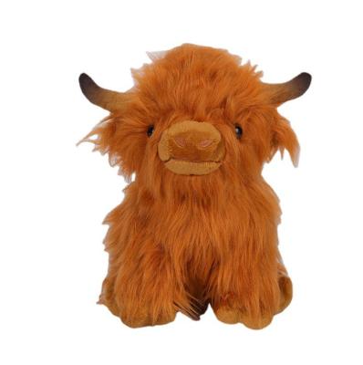 China Multicolor Sitting Plush Yaks Doll Brown Cow Plush Scottish Highland Toy for sale