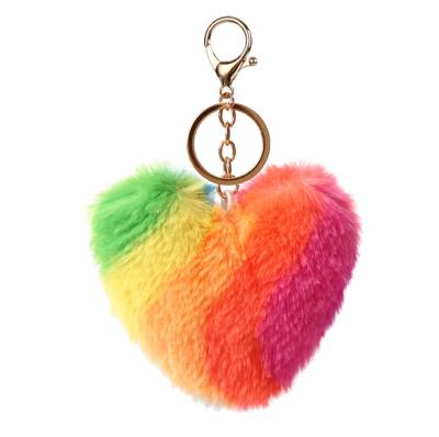 China Rabbit Hair Plush Lazy Hanging Plush Ball Hanging Plush Heart Color Heart Plush Ball Couples Key Chain Couples Chain for sale