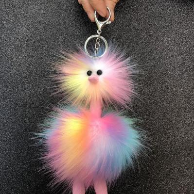 China Colorful Feather Ostrich Plush Animal Hanging Plush Key Chain Key Chain for sale