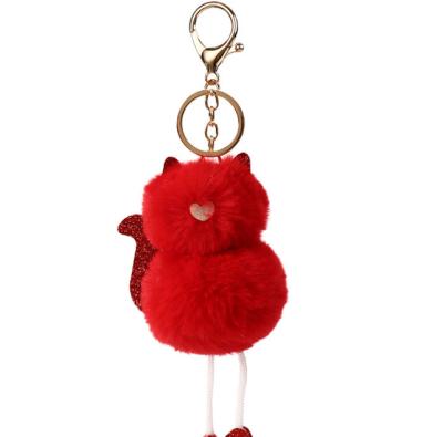 China Animal Hairball Plush Stuffed Animal Plush Kitten Bag Sequin Ears Kitten Shape Key Chain Key Chain for sale