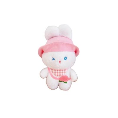 China Cartoon plush girl plush toy girl plush rabbit bear plaid pink key chain creative cute heart hanging plush girl bag gift key chain for sale