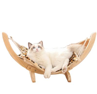 China Stocked Wholesale High Wooden Pet Bed Sisal Hemp Dog Cat Bed Hammock Pet Toy for sale