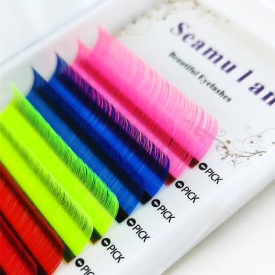 China Natural Soft Handmade Individual Russian Volume Eyelash Extensions Silk Colored Lashes Wicks 0.07 J Since C cc D Dual Density Single Length 6-25mm for sale