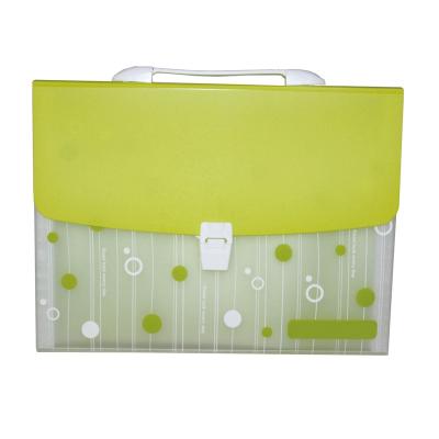 China Green Color Recycled And Eco - Friendly Custom Plastic Expanding Folder With Handle for sale