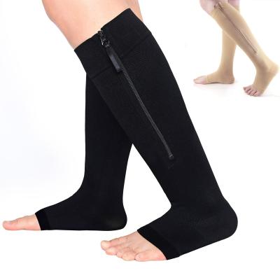 China Breathable Compression Socks With Zipper Absorption Breathable Friction Pressure Training Compression Sweat Anti Bumps Zipper Sports Socks for sale