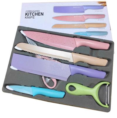 China Viable Color Six-piece Set With Color Box Wheat Straw Cutter Kitchen Knife Set for sale