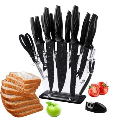 China Sustainable High Quality 17 Piece Kitchen Knife Set Black Stainless Steel Kitchen Knife Set for sale