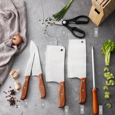 China Amazon Success 2021 Sustainable Kitchen Knife Set 6pcs Kitchen Set Tools With Pine Knife Block for sale