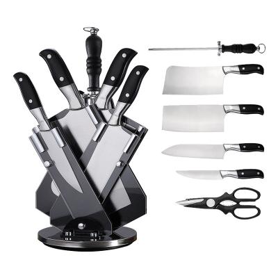 China Viable Wholesale Premium 7 Pcs Professional Top End Butcher Fruit Steak Santoku Fruit Steak Santoku Chef Knife Set with Rotating Base for sale