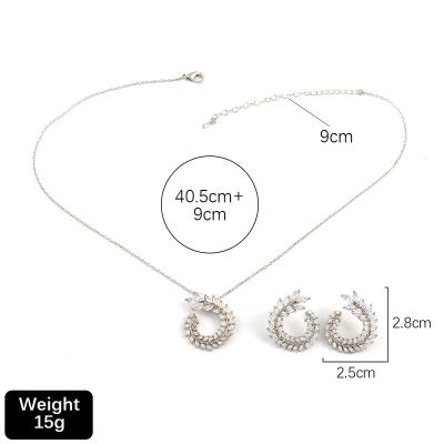 China CLASSIC European and American Atmosphere Micro - Heart Shaped Necklace Ring Set Women's Zircon Earrings Inlaid Flower for sale