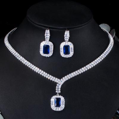 China Other new arrival copper plated platinum zircon earrings and necklace set interesting style jewelry dinner wedding accessories for sale