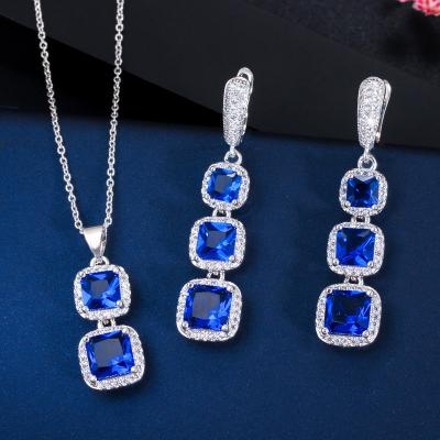 China Other Korean Style Simple Square Earrings Pendant Set Two-piece Adornment Zircon Style Color Preservation All-match Anti-Allergy for sale