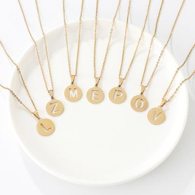 China Other 2021 New Arrival necklace26English Letter Letters Fashion Stainless Steel Hollow Clavicle Pendant Chain for sale