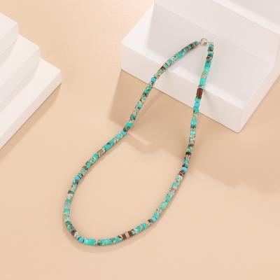 China Other Hot Selling Custom Ethnic Style Woven Necklace For Women All-matchinNiche Bohemian Color Shoushan Clavicle Stone Chain for sale