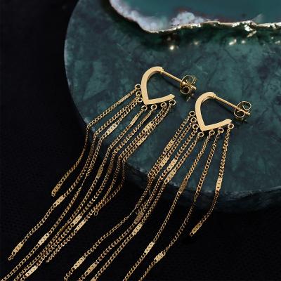 China Other NewinsWind Fashion Exaggerated Long Fringe Steel Earrings Titanium Earrings for sale