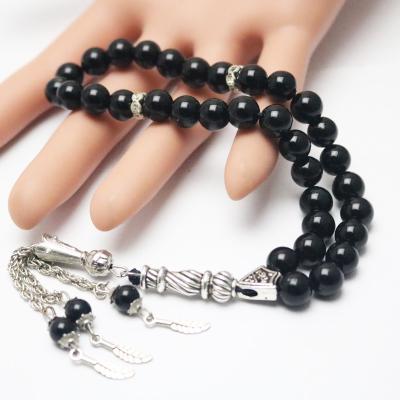 China Other Black Agate Stone33Piece8Mm Zan Beads Muslim Tassel Jewelry Week Islamic Beads Factory Direct Supply for sale