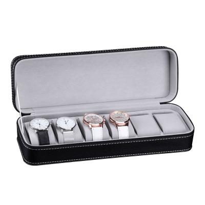 China Watch jewelry storage in BlackpuLeather current wholesale portable watch storage box6Bit zipper watch storage display box for sale